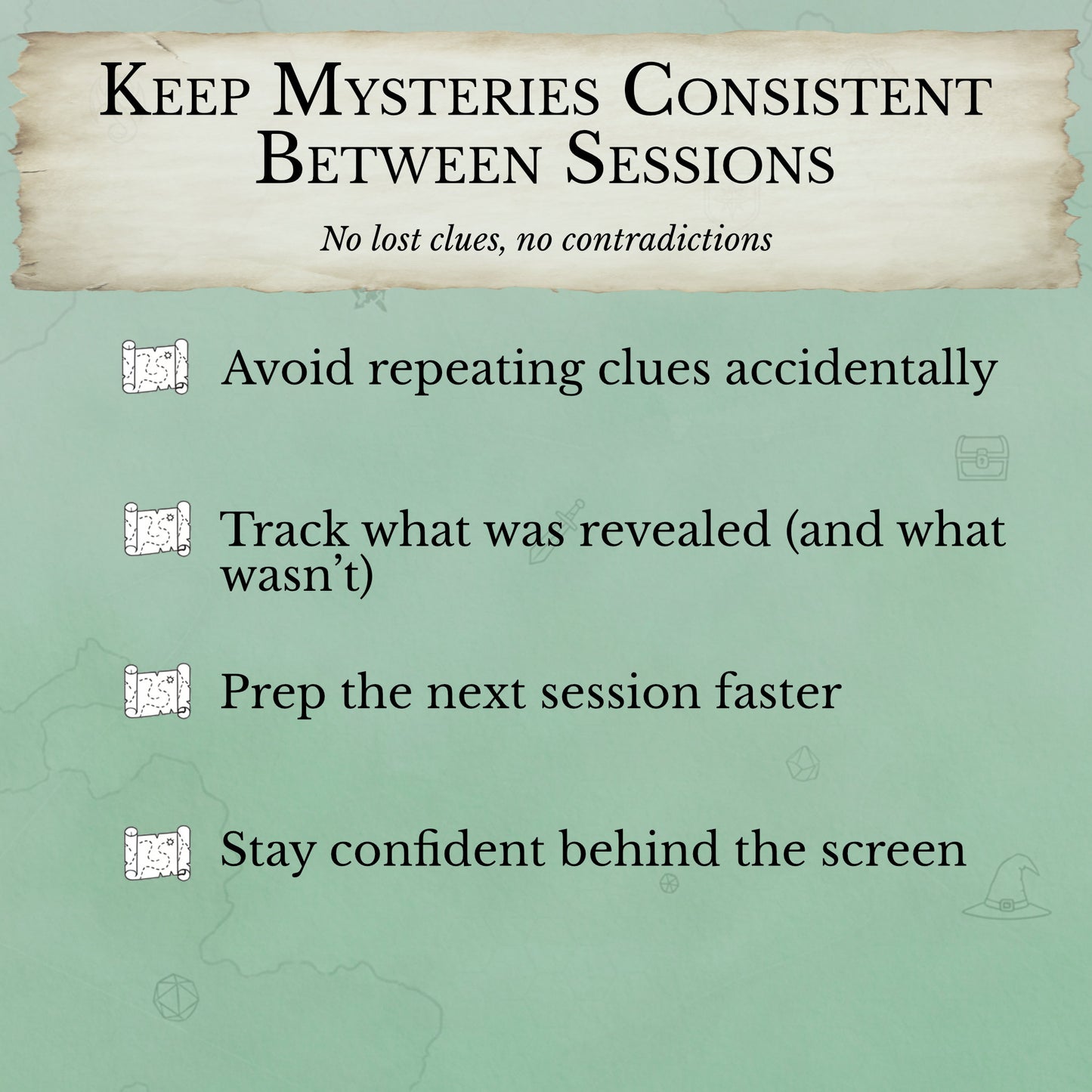 D&D clue tracker PDF designed for tracking clues and player discoveries