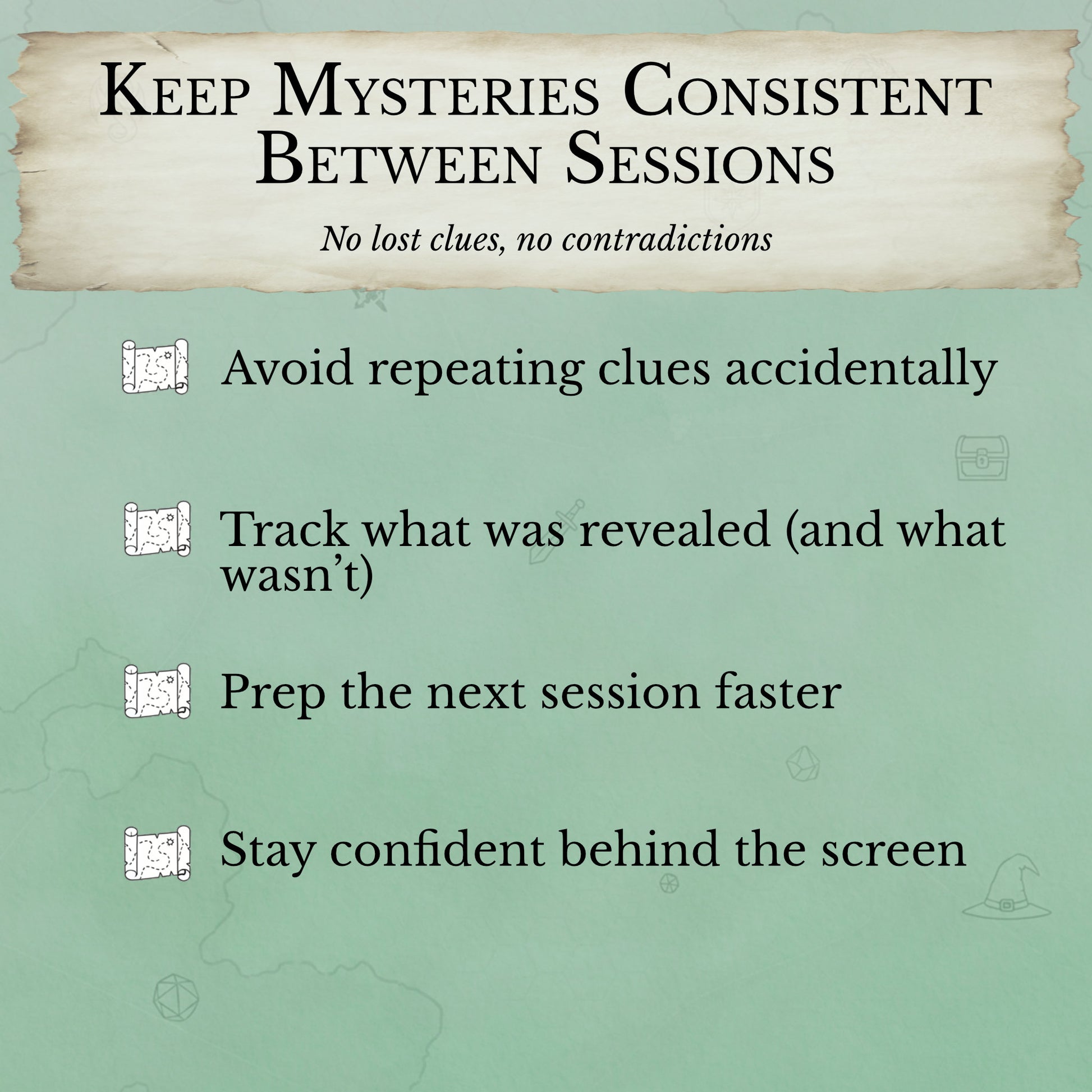 D&D clue tracker PDF designed for tracking clues and player discoveries