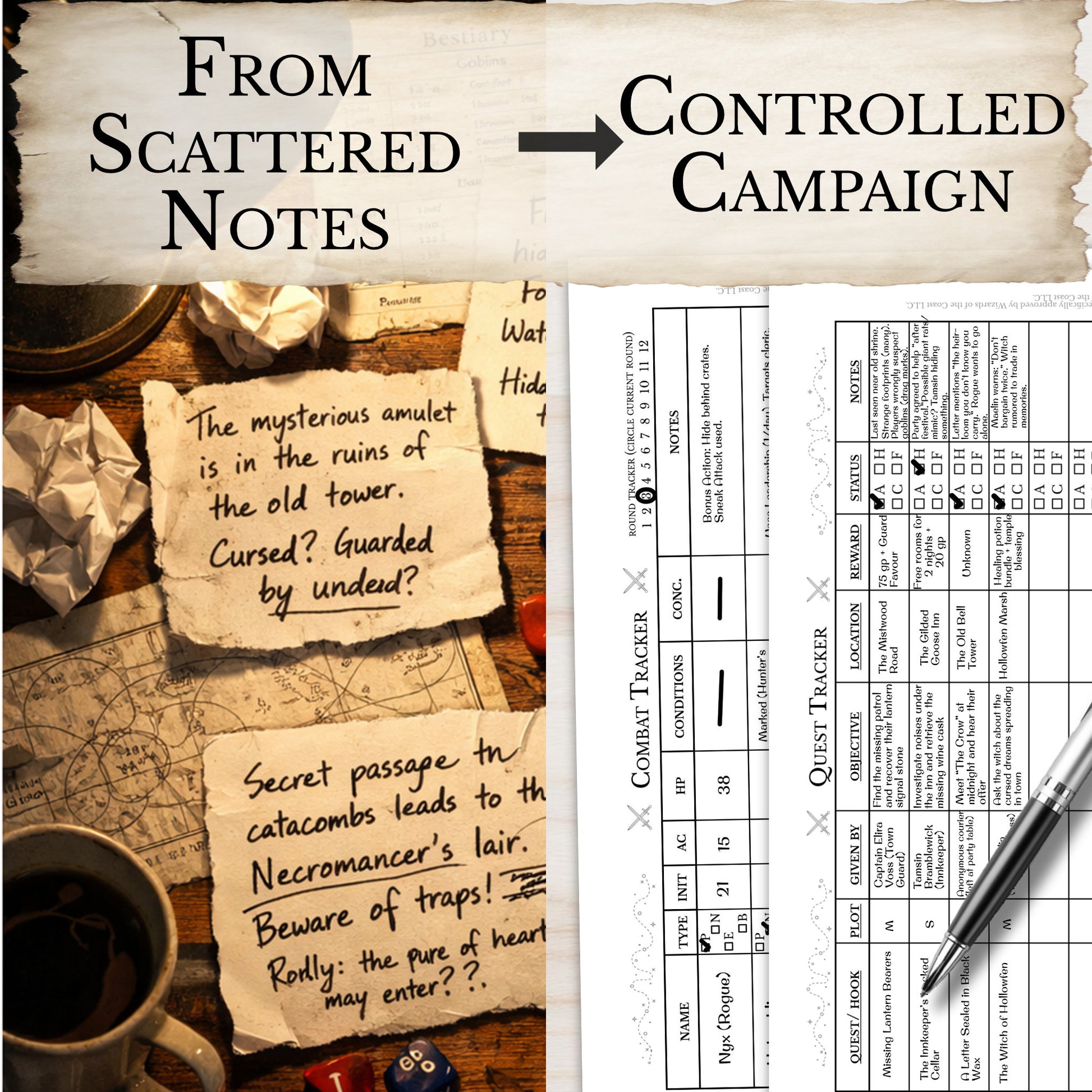 overwhelmed dungeon master campaign organization bundle to stop losing plot threads