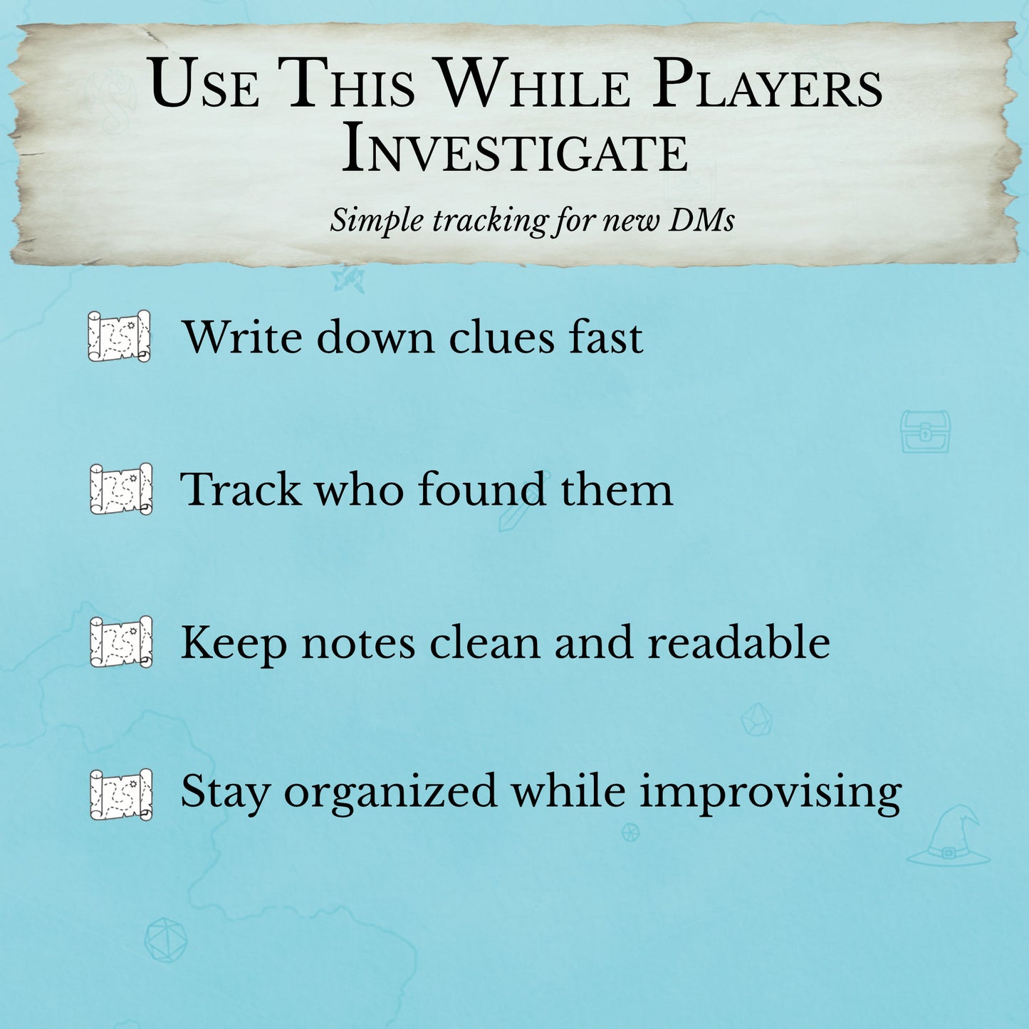 How to use the one-page beginner DM clue tracker PDF for D&D mystery adventures
