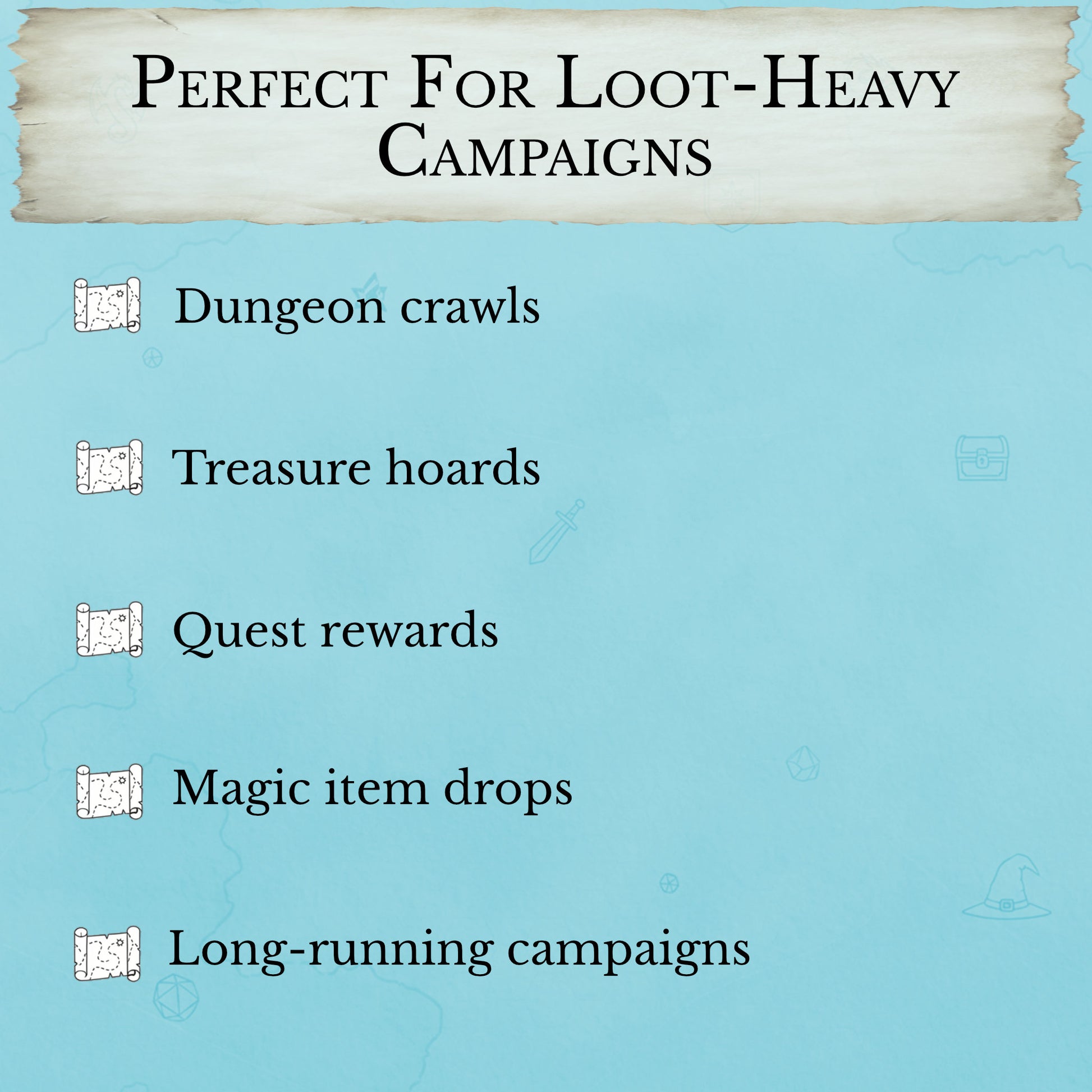 Showing where the beginner DM loot tracker sheet printable D&D treasure tracking PDF can be used
new 