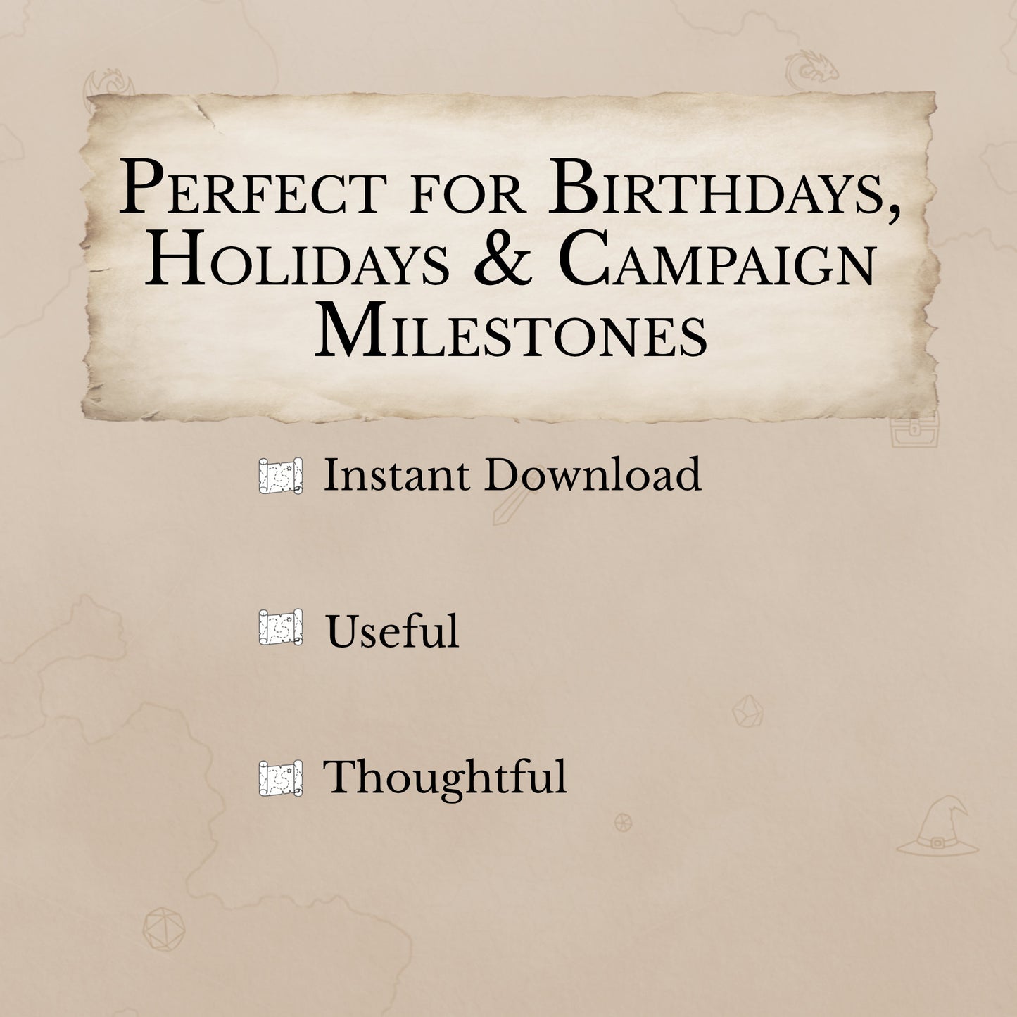 Perfect gift for your DM describing some of the benefits of the printable Dungeons and Dragons session planner