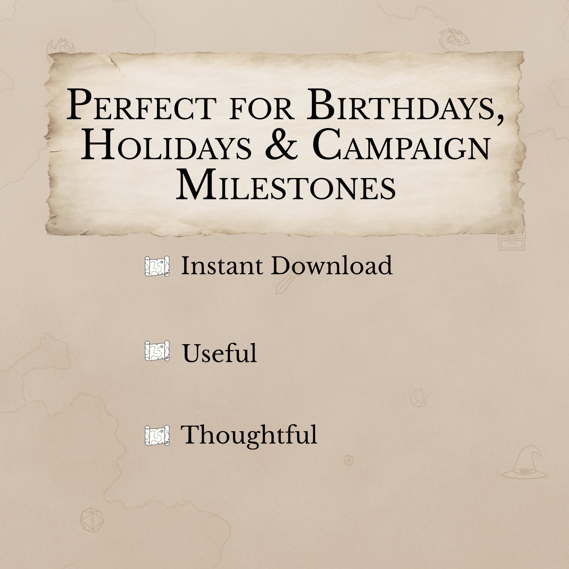 Perfect gift for your DM describing some of the benefits of the printable Dungeons and Dragons session planner