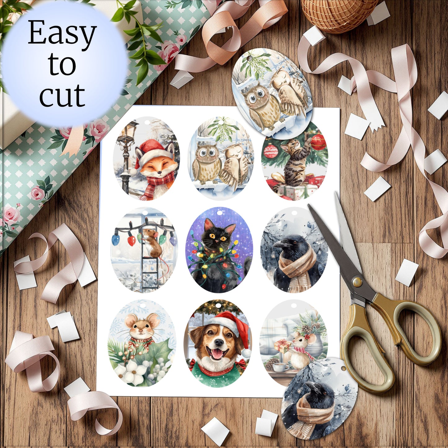 Printable Christmas gift tags that you can print and cut at home.