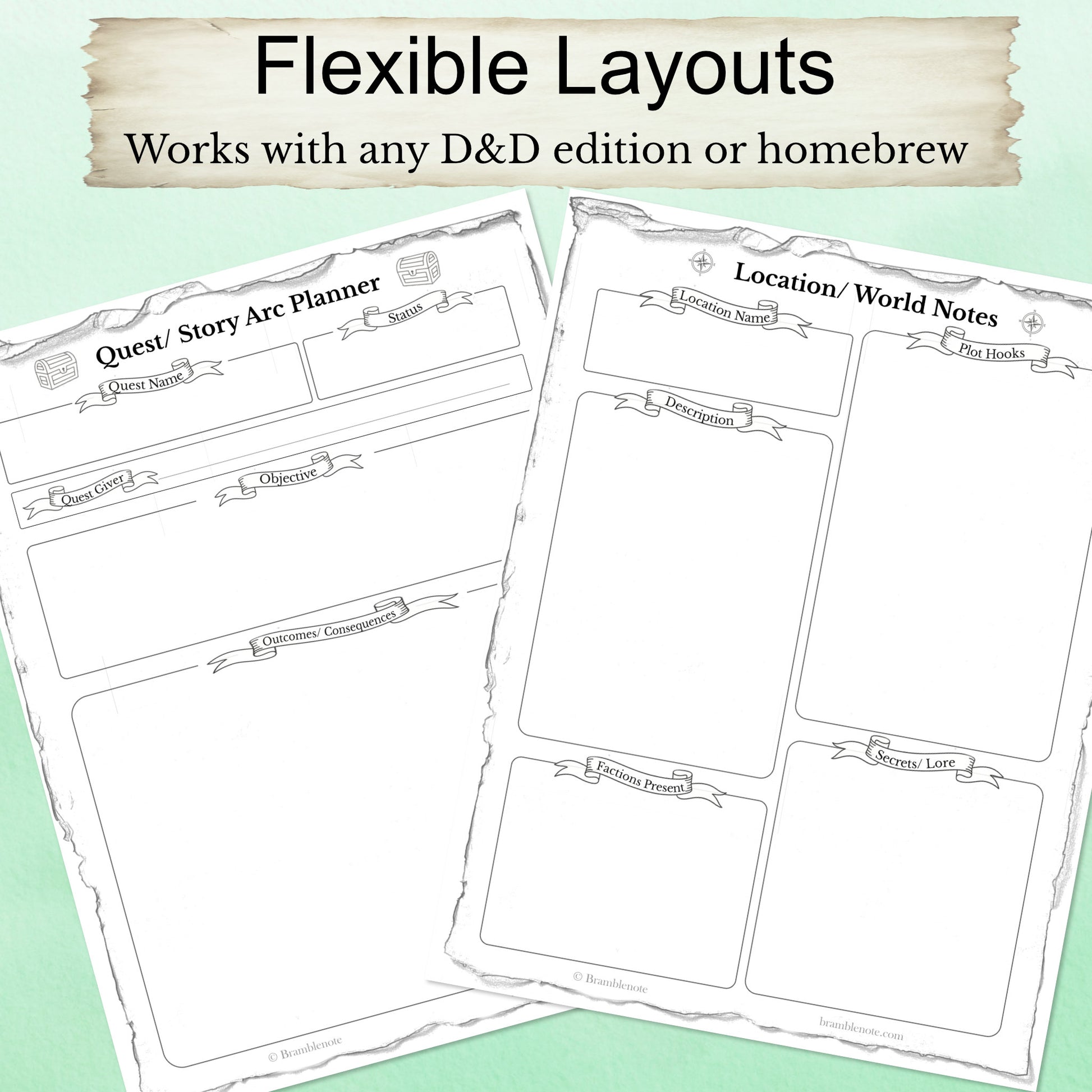 An image displaying the flexible layouts inside the campaign planner so that dungeon master creativity can flow freely