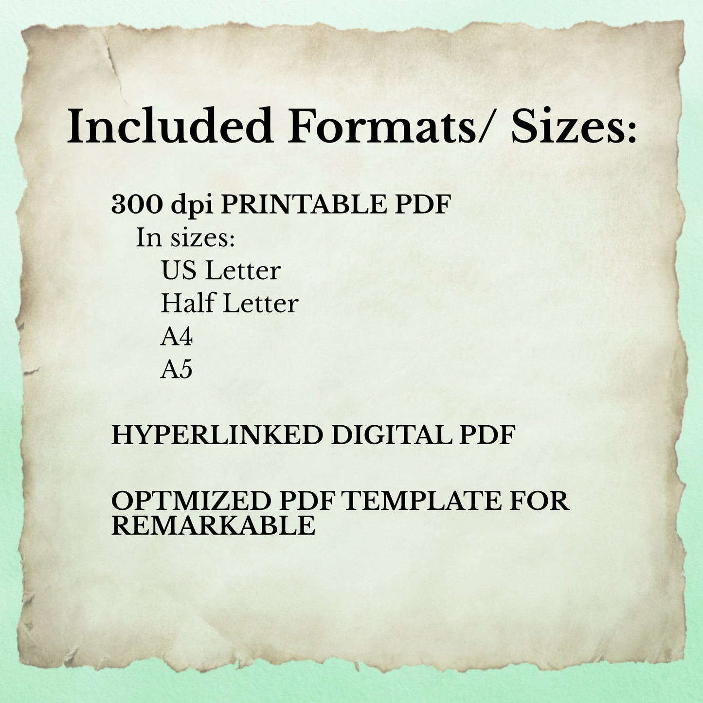 What formats and sizes of printable or digital PDFs are included inside the D&D Campaign Planner