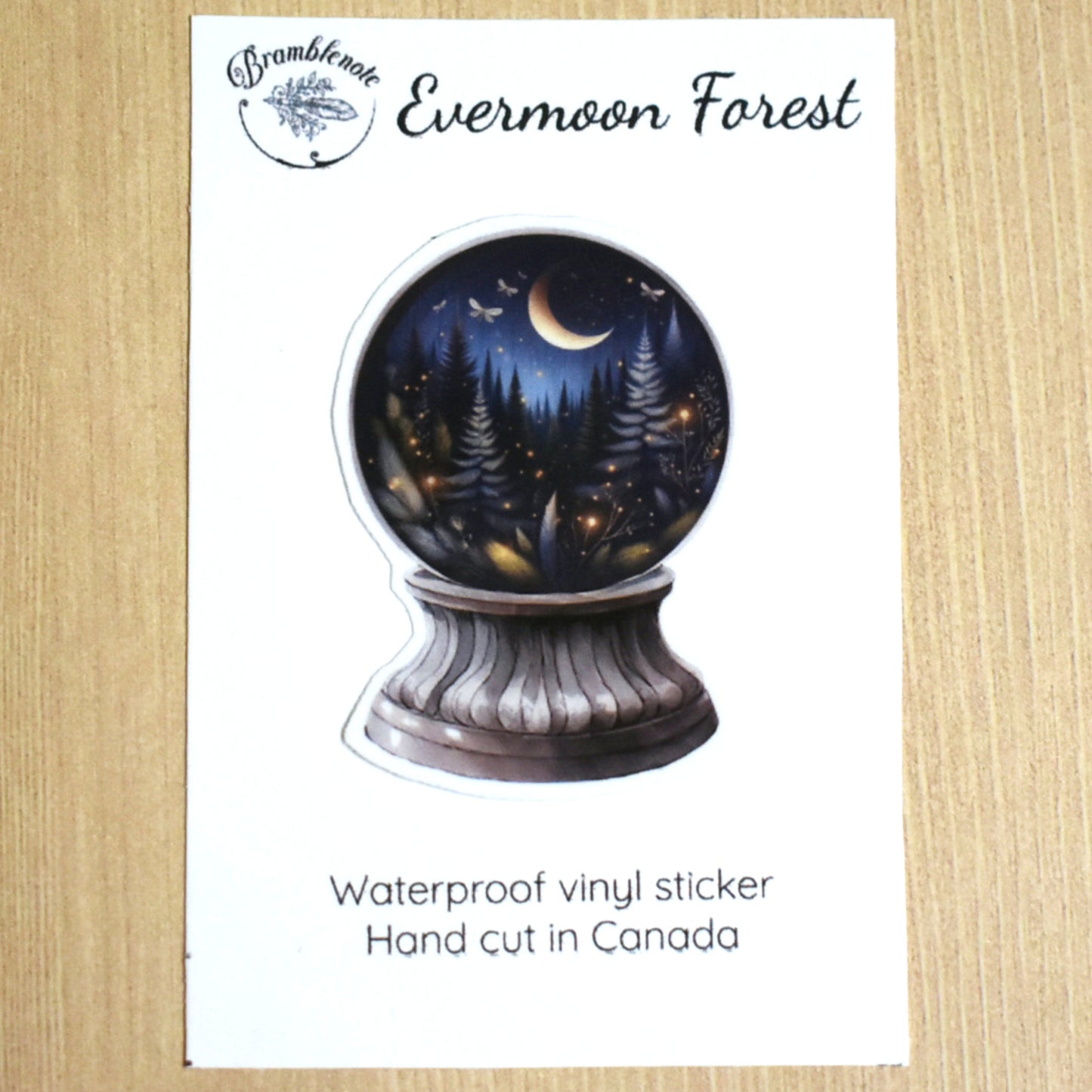 Hand-cut moonlit forest sticker for journals and planners