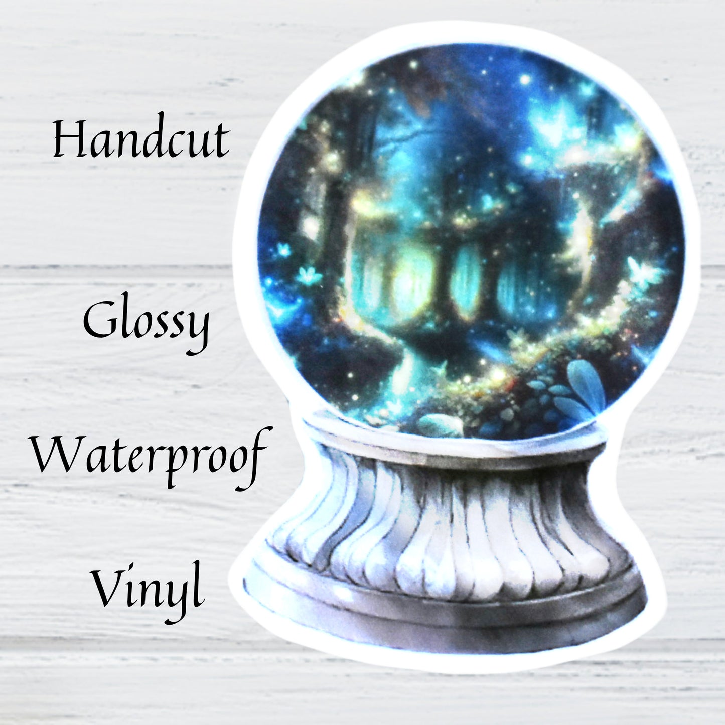 Hand-cut glossy waterproof vinyl fantasy sticker with fairy lights in tree