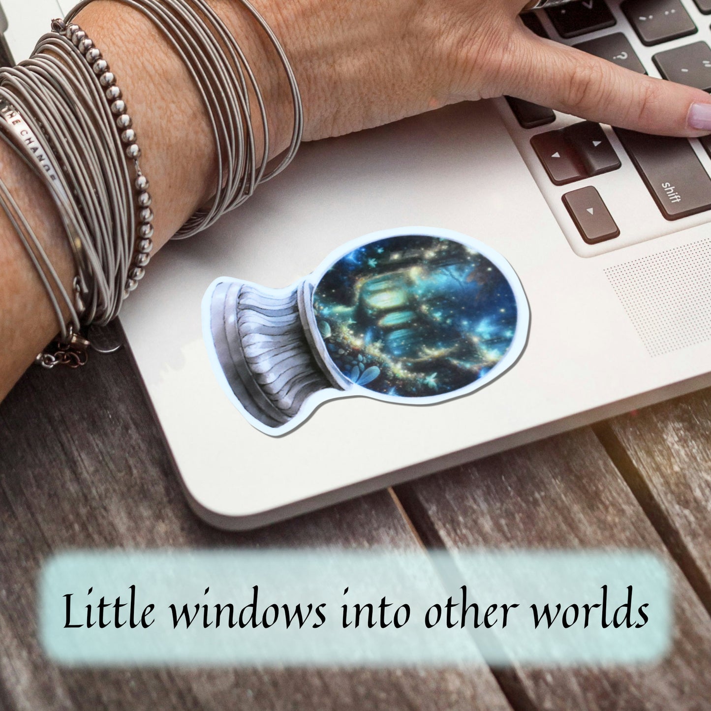 Fantasy forest crystal ball sticker for journals, laptops, and water bottles