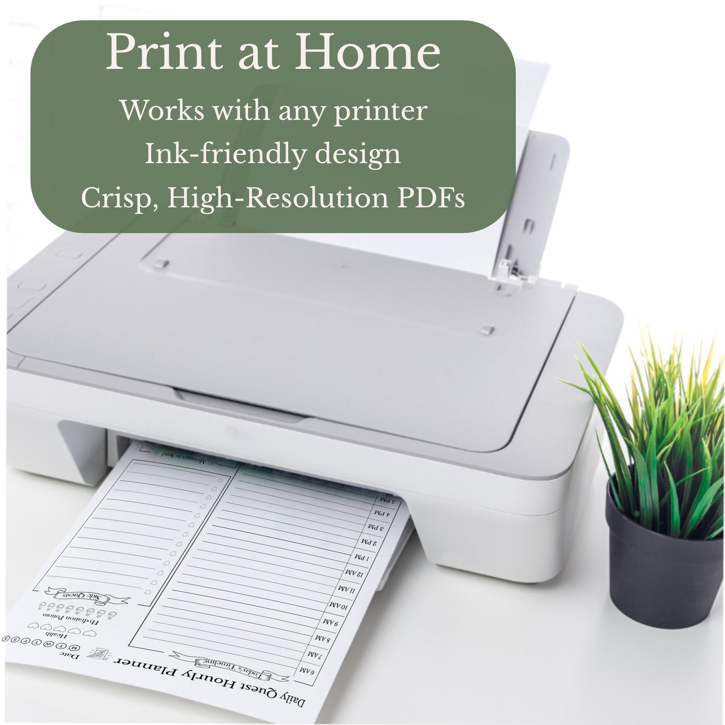 Print the Daily Quest Hourly Planner page at home. 