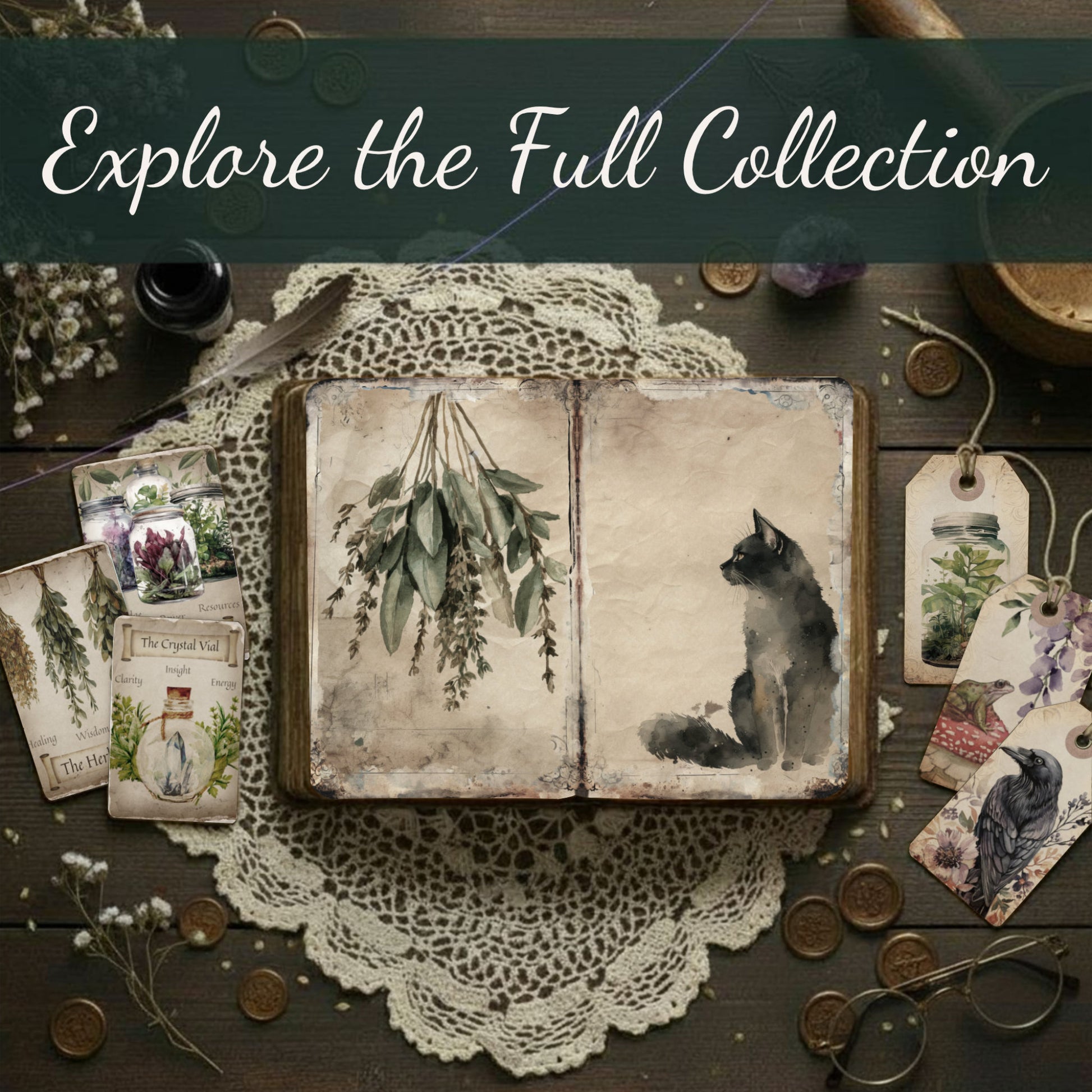 Explore the full collection of printable and digital witch apothecary junk journal pages and ephemera